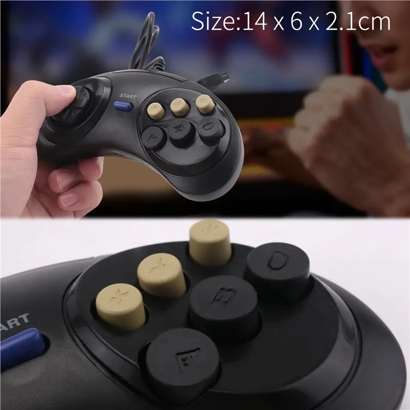 ABZW Classic Retro 6 Buttons Wired Handle Game Controller Gamepad Joystick Joypad For Sega Md2 Pc Mac Mega Drive Gaming Accessor