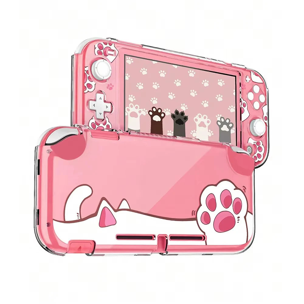 Hard PC Clear Anti-Shock Split Cover Cat-Pad Pattern Joycon Protective Case for Nintendo Switch Lite Console Shell Accessories