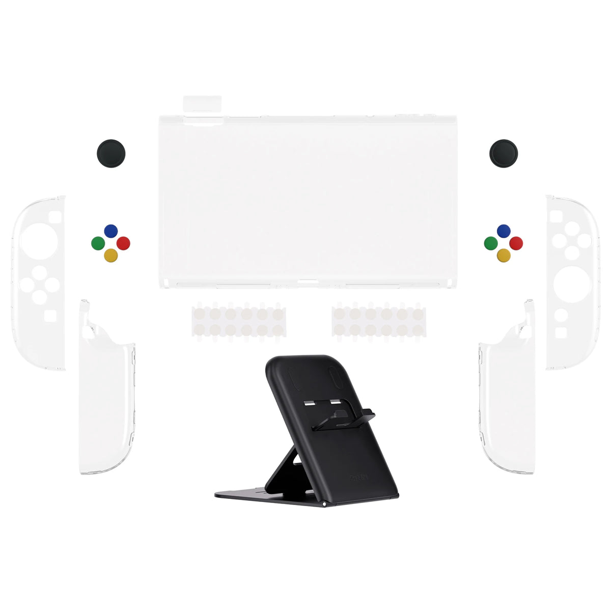 PlayVital Dockable Grip Cover for Nintendo Switch 2, Anti-Scratches Shell Clear Protective Case with Foldable Stand & Thumb Grip