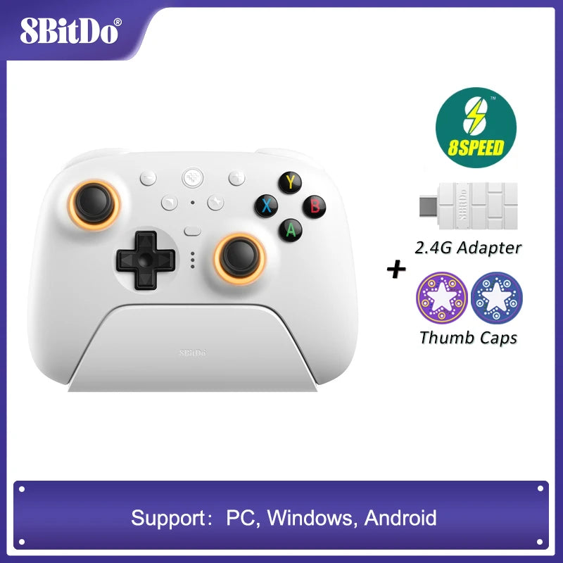 8BitDo Ultimate 2 Wireless Gaming Controller for PC Windows 10, 11 Android TMR Joystick & Switchable Triggers with Charging Dock