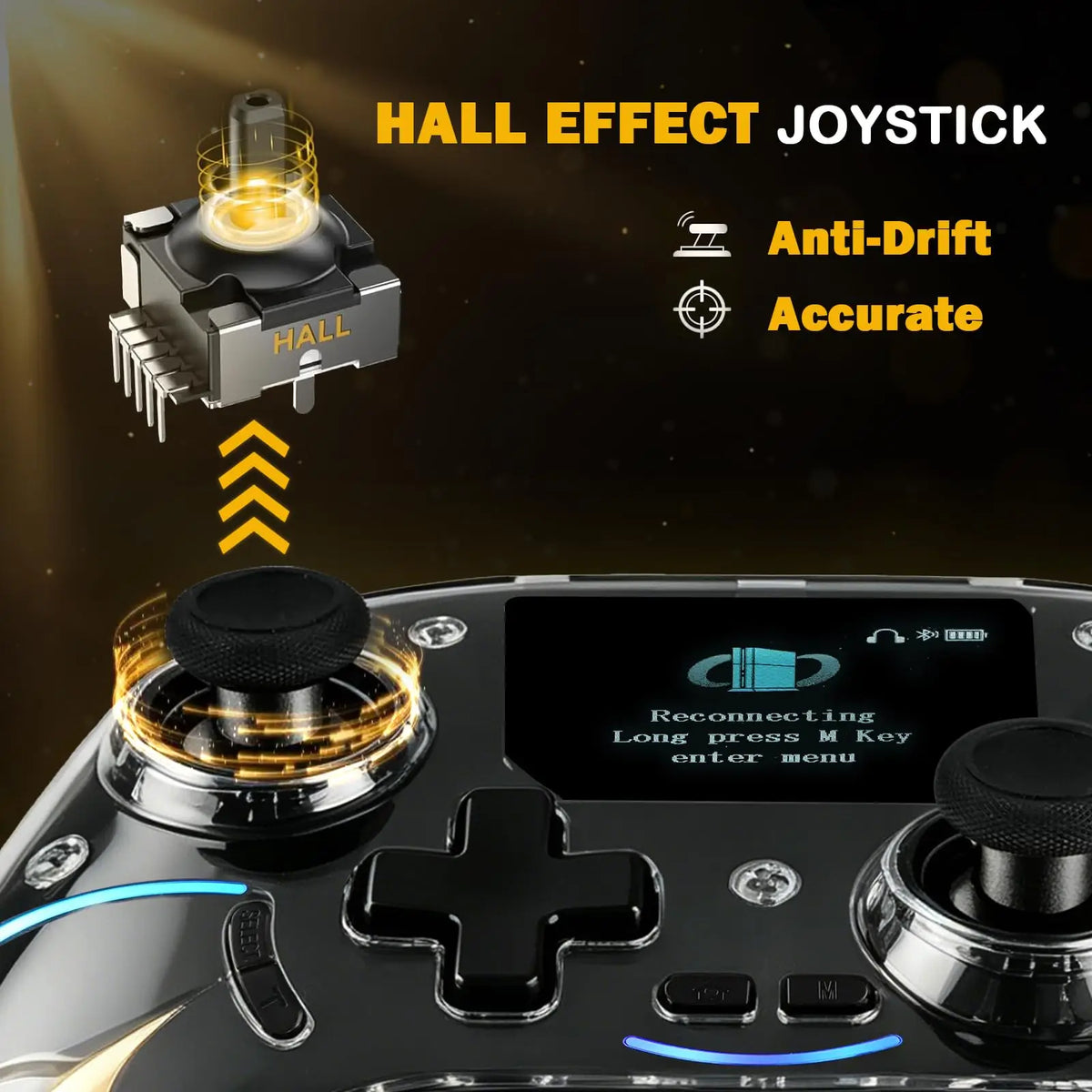 VGBUS Hall Effect Controller with LCD Screen for Switch & PS4