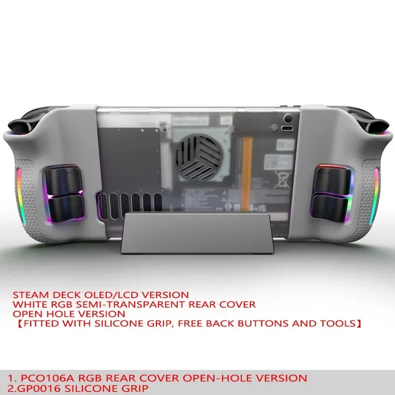 JSAUX Steam Deck Transparent Rear Cover, Open Hole, OLED/LCD