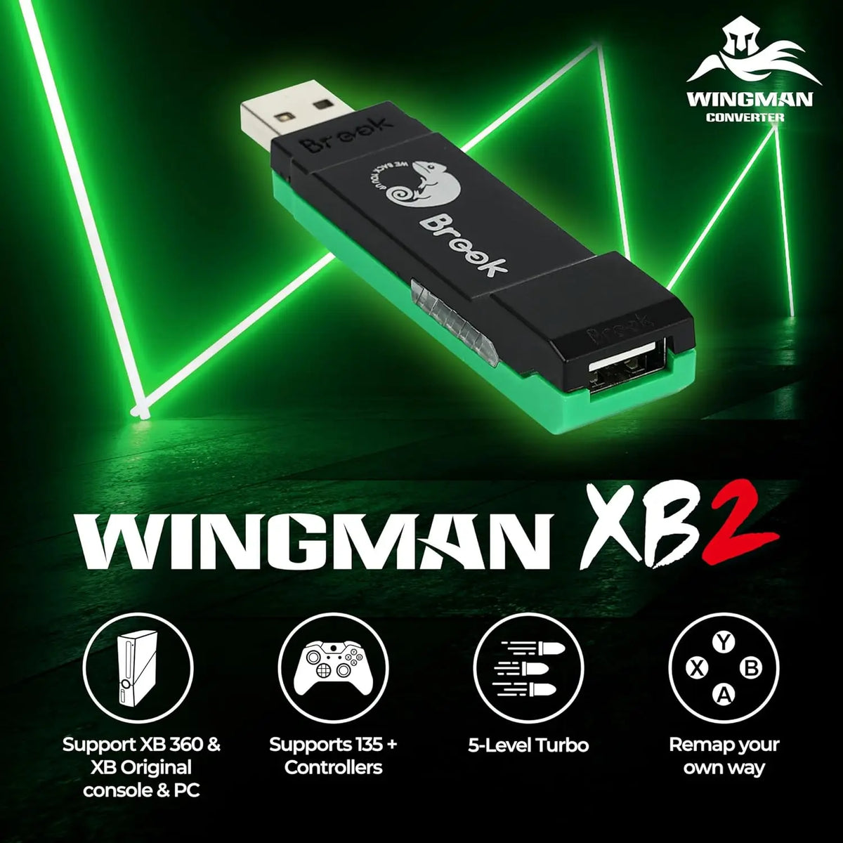 Brook Wingman XB2/XB3 Converter  Wireless；xb3 Adapter for Xbox Series X/S Xbox One and PC with Remap & Turbo Features