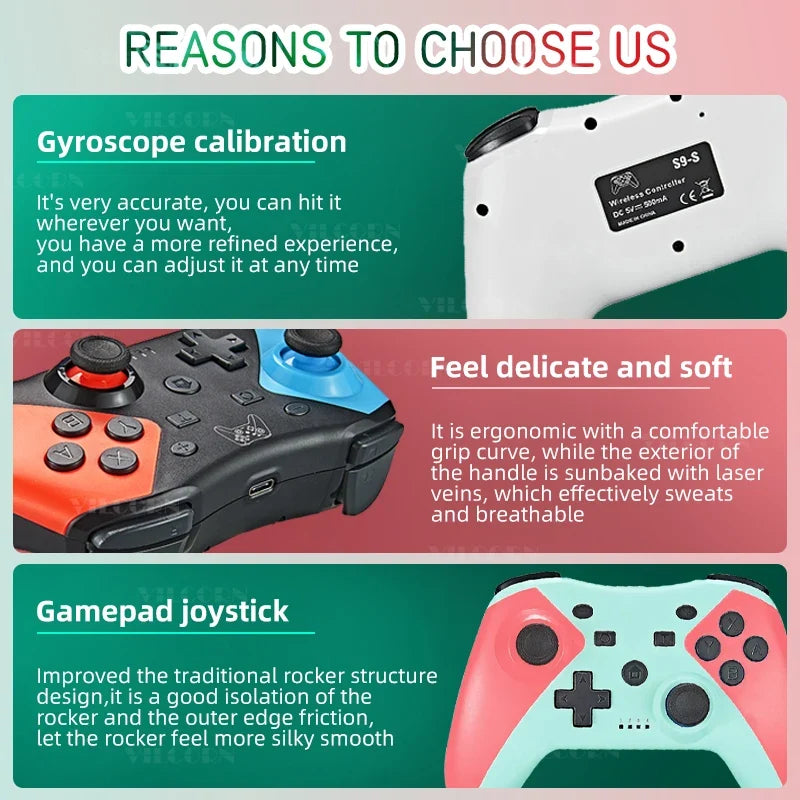 Wireless Bluetooth Gamepad for Switch, OLED, Switch Lite, PC