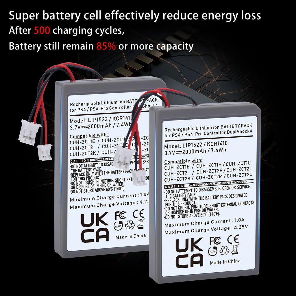 Hisewen 10x 2000mAh Battery for PS4 DualShock 4 V1 Controller