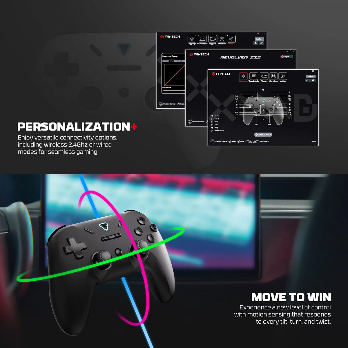 FANTECH REVOLVER III WGP12S Wireless Gamepad, Hall Triggers, PS4