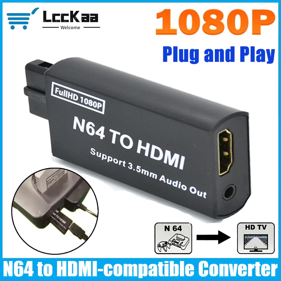 Game Console N64 To HDMI-compatible Converter Adapter 1080P Plug-and-Play for Nintendo N64/SNES/NGC Support 3.5mm Audio Output