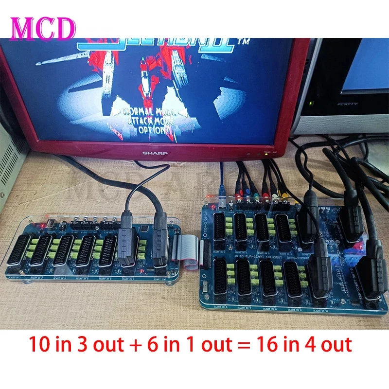 SNES SFC EU Scart Splitter 10 In 3 Out Auto RGBS Switcher