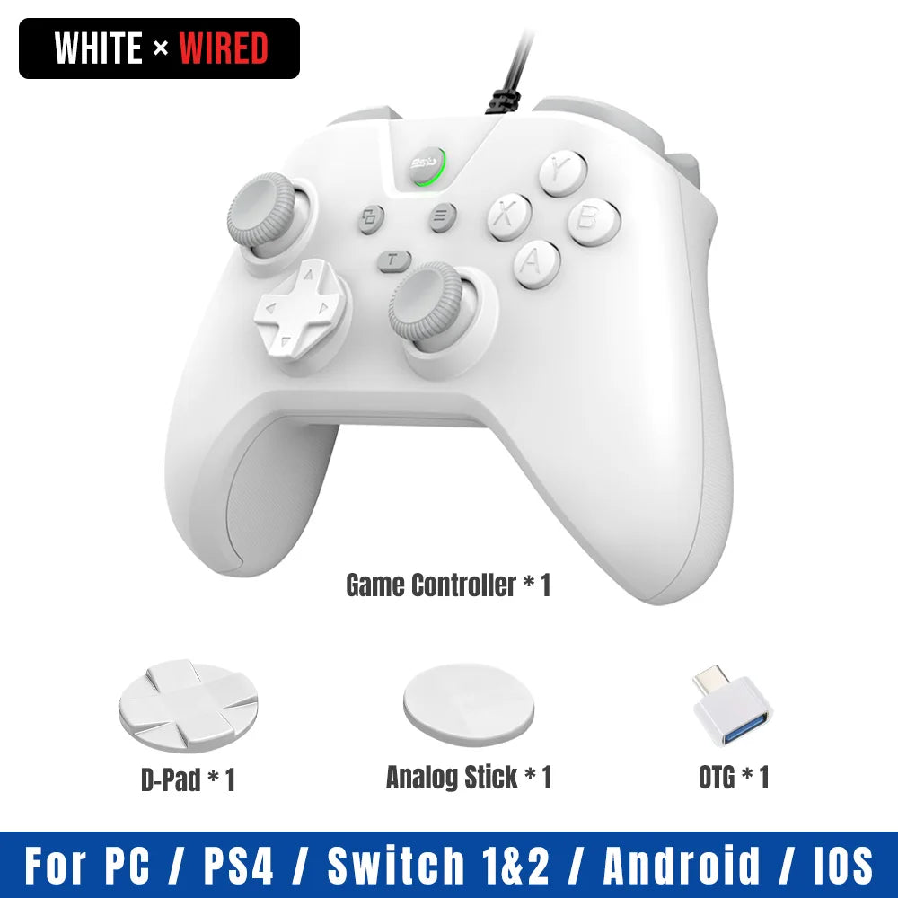VILCORN Wired Gaming Controller for PC Gamepad Hall Joystick for PS3/PS4 Console Android Switch1/2 with Dual Vibration TURBO