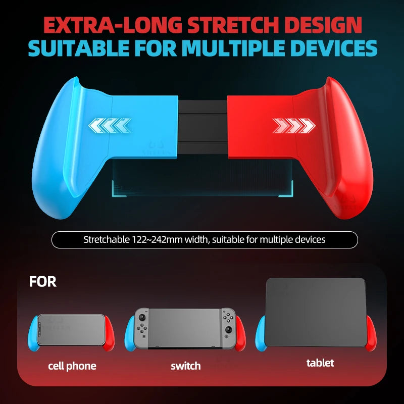Stretchable Hand Grip For Switch 1/Oled/Lite Handheld Bracket Console Protective Case Stand Holder with 2 Thumbstick Grip Caps