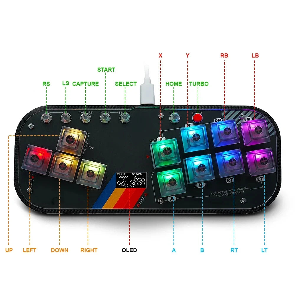Mini HitBox Controller SOCD Arcade Stick Keyboard RGB Cherry Switch For PC Android PS4 Misterfpga