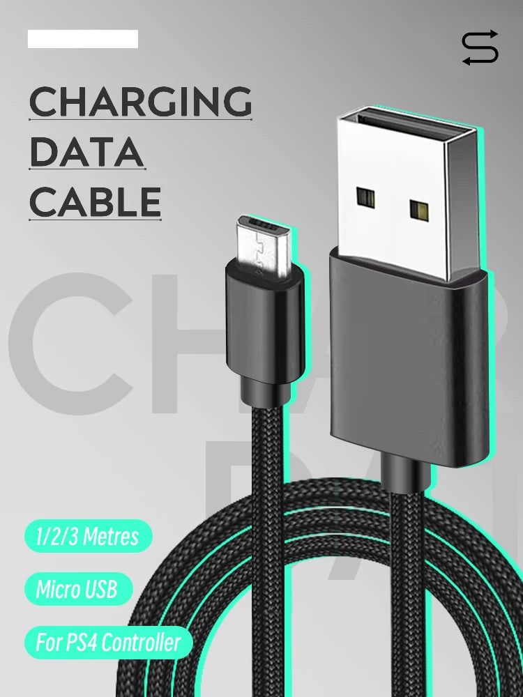 Data Frog PS4 Controller Charging Cable, 1M/2M/3M Nylon USB