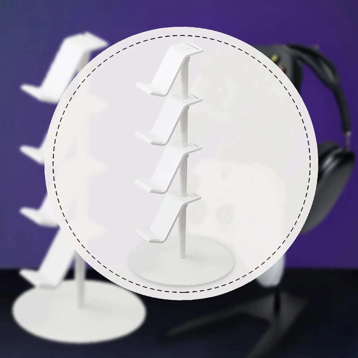 Universal Game Controller Stand with Multi-Tier Headphone Holder