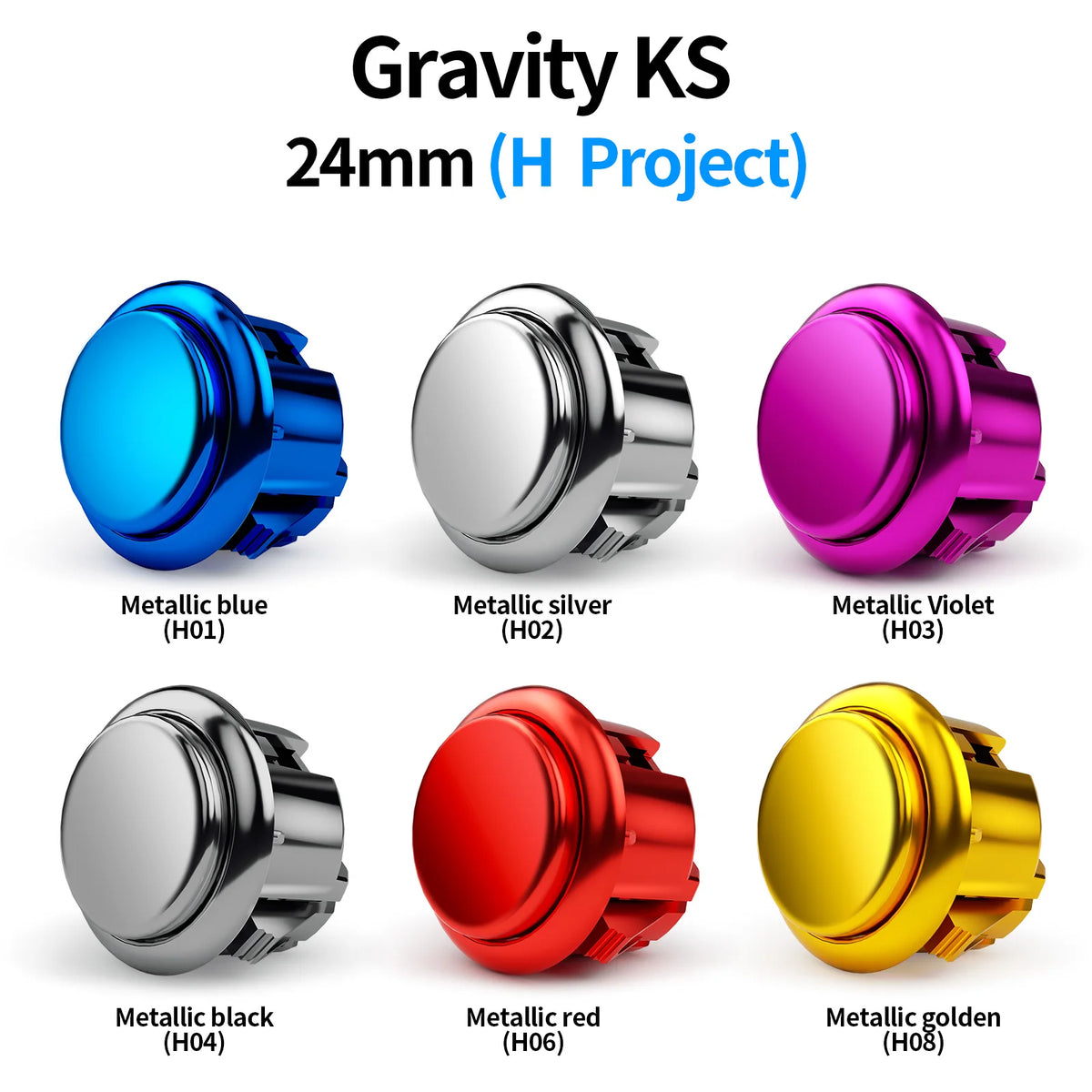QANBA Gravity KS Arcade Buttons Metallic Color 24mm Mechanical Pushbutton Switch Plated Buttons DIY Parts