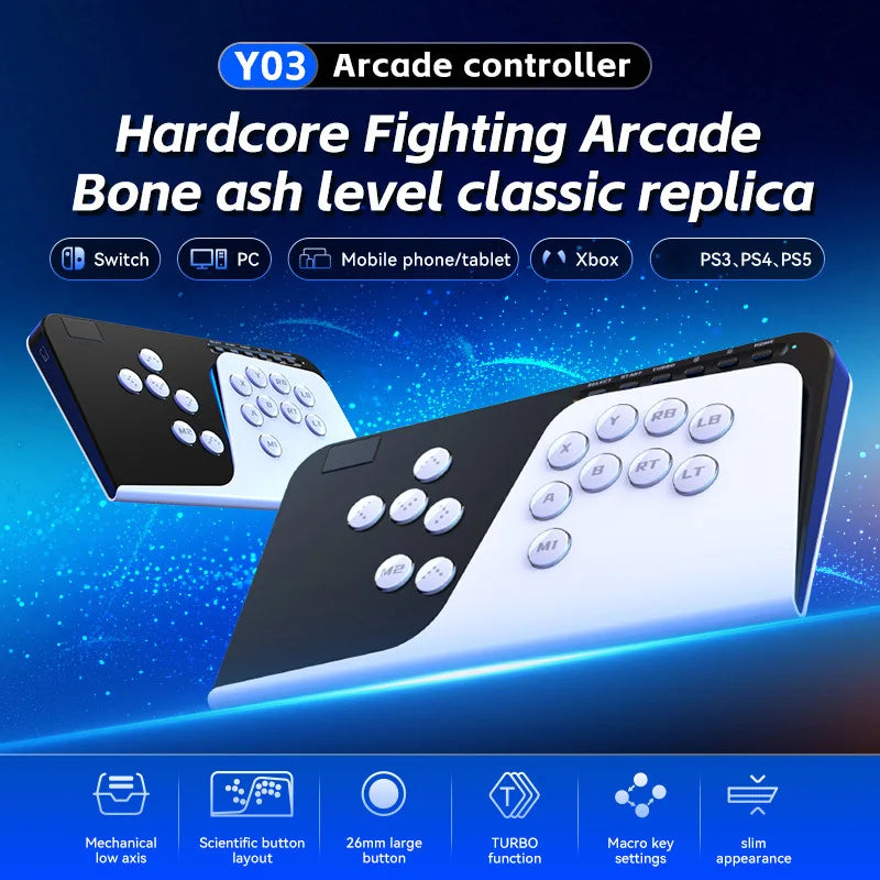 Leverless Hitbox Arcade Fighting Controller NS Xbox PS5 PC Switch Compatible Button Gamepad for Fighting Games