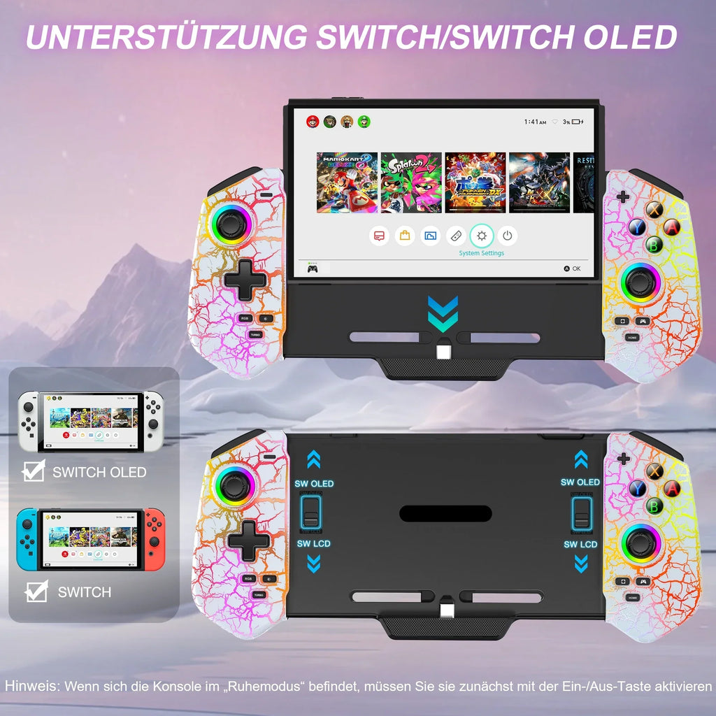 JC302 Switch Controller Wireless Switch Pro Controller Handheld with Hall Effect Sticks Large Handle Controller for Switch/OLED