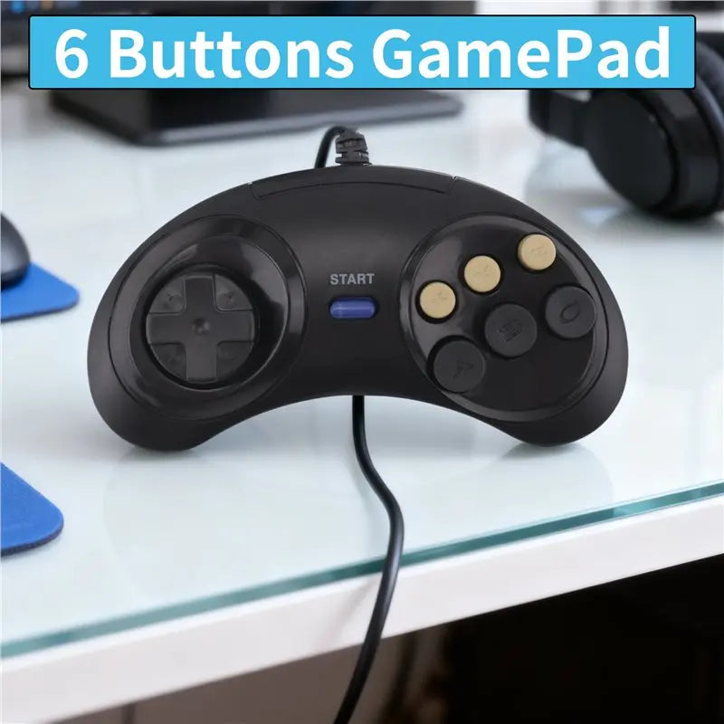 A23F-Classic Retro 6 Buttons Wired Handle Game Controller Gamepad Joystick Joypad For Sega Md2 Pc Mac Mega Drive Gaming Accessor