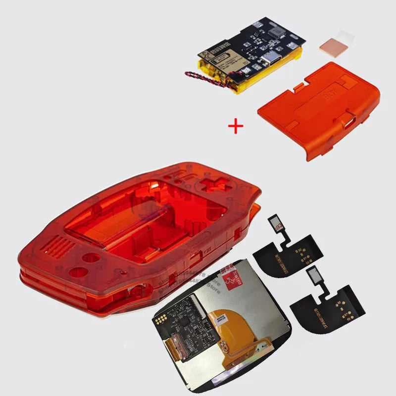 IPS V4 Pre Laminated Screen LCD Shell Kits 1800mAh Built-in Lithium Battery with Type C Charging Port Battery Cover For GBA