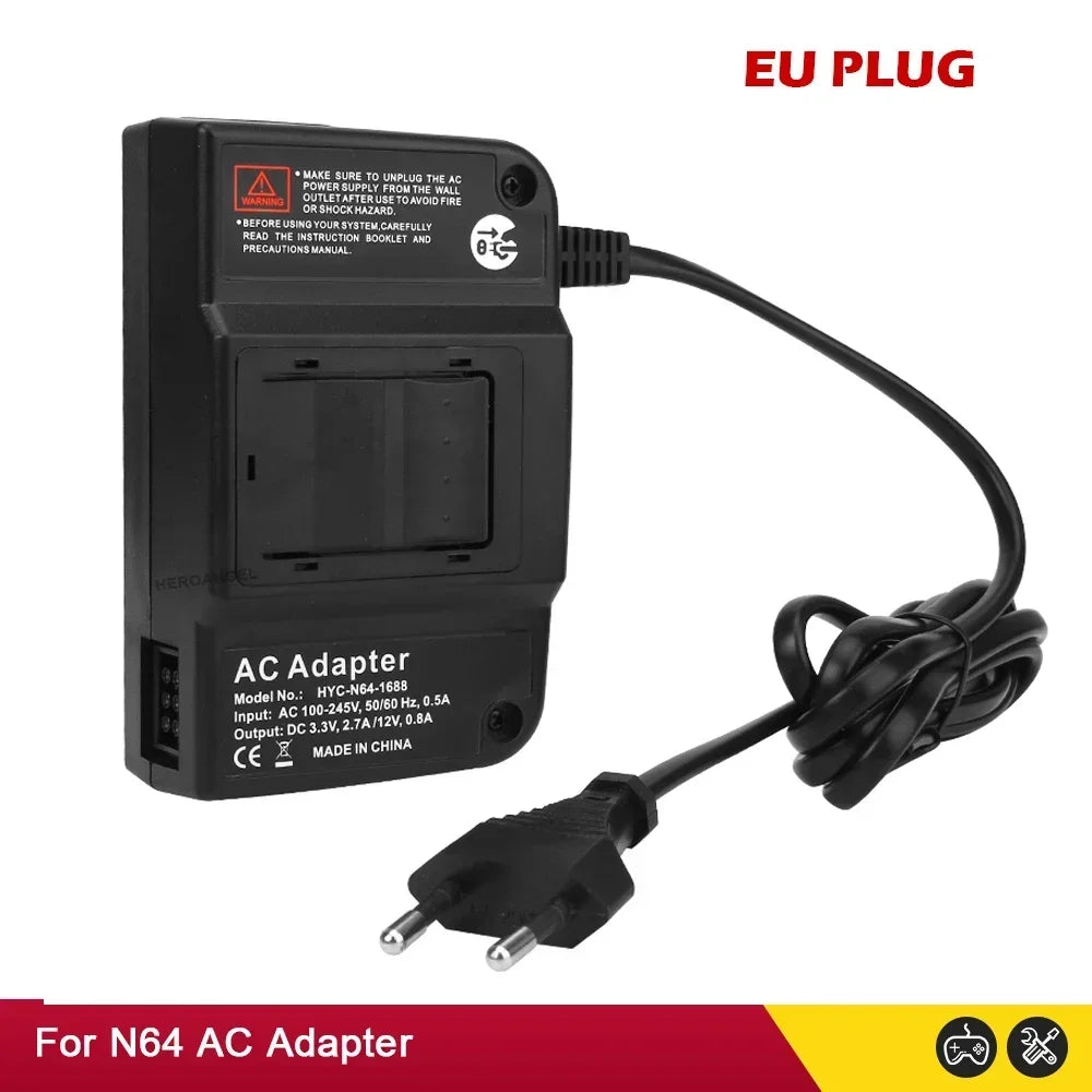 New Power Supply For N64 AC Adapter Charger for N64 Power Adapter Power Supply EU US Plug Cord Charging Charger
