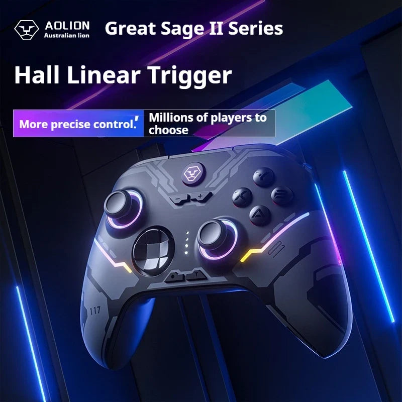 Aolion Gamepad Bluetooth Wired Hall Linear Trigger Vibration Sensation Ultra-Large Capacity Gaming Controller For Esports Player