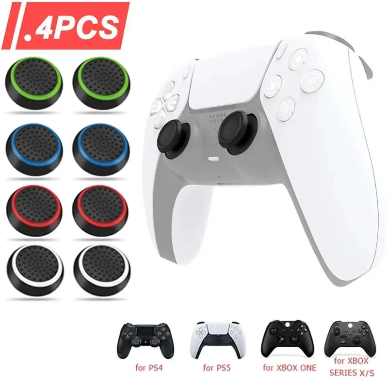 4Pcs Silicone Thumbstick Caps for PS5 PS4 PS3 Switch 2 Xbox
