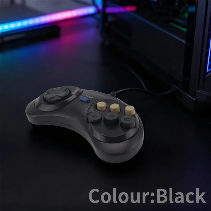 ABZW Classic Retro 6 Buttons Wired Handle Game Controller Gamepad Joystick Joypad For Sega Md2 Pc Mac Mega Drive Gaming Accessor