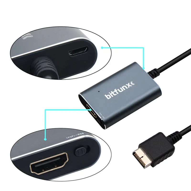 2024 PS2 to HDMI Converter For PS2 PS1 PlayStation 1/2 Game Consoles With RGB to YPbPr Switch