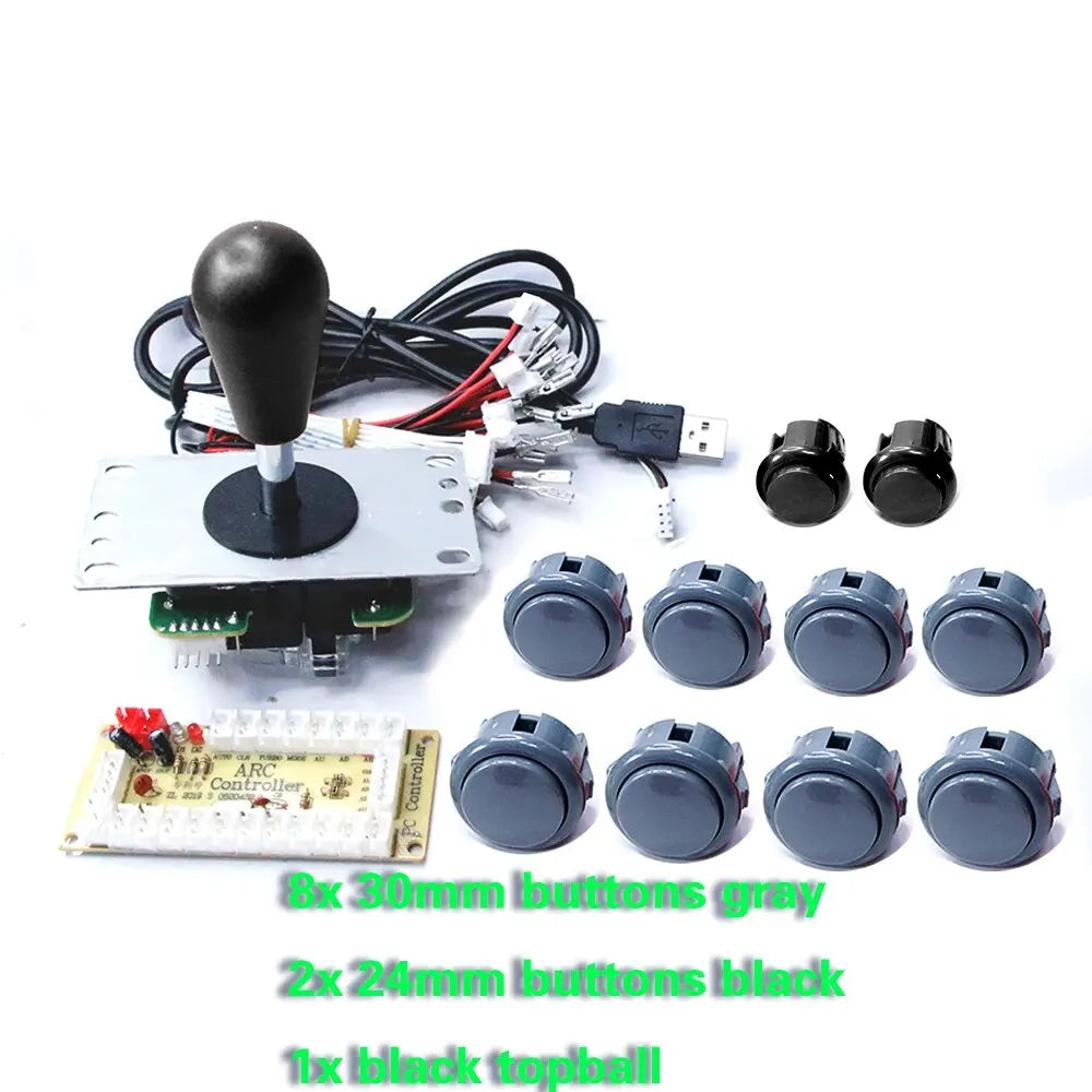 Arcade DIY Kit 8-Way Joystick Buttons USB Encoder, 1P/2P for PC