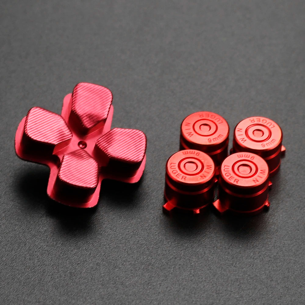 PS4 Thumb Grip Metal Thumb Grips Aluminum Replacement ABXY Bullet Buttons Thumbsticks Chrome D-pad for PS4 SLIM PRO Controller
