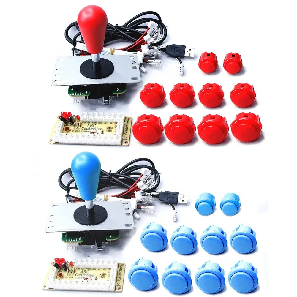 Arcade DIY Kit 8-Way Joystick Buttons USB Encoder, 1P/2P for PC