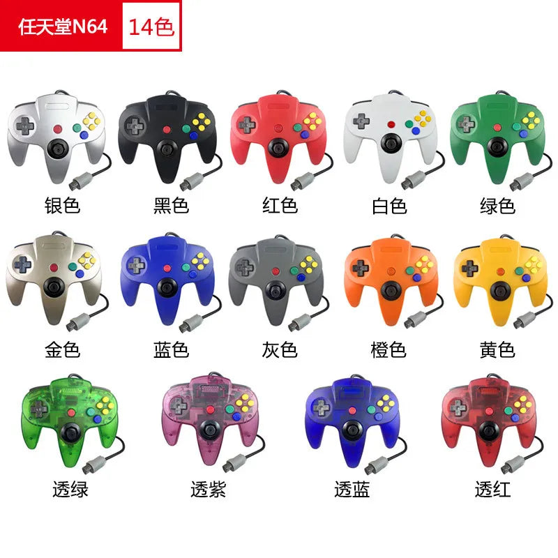 Wired Transparent Controller for N64 Console, Solid Colors