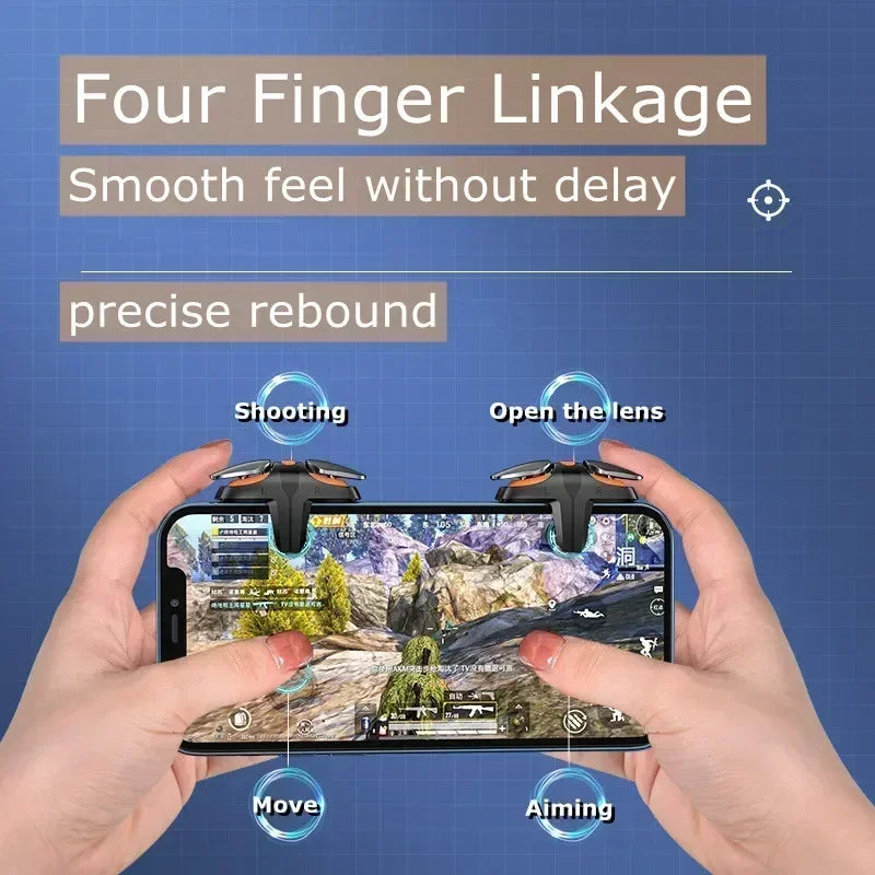 JS68 Mobile Phone 4 Finger Game Trigger for PUBG, iOS and Android