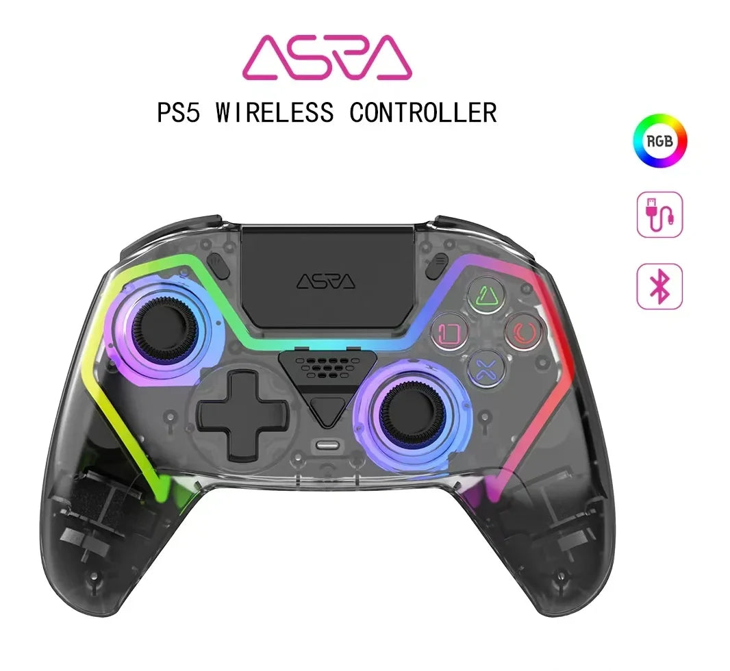 HG-04D Transparent Wireless PS5 Controller, Hall Triggers, BT 5.3