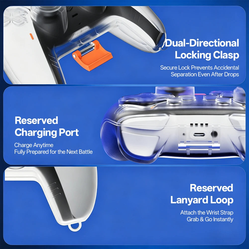 Clear Hard PC Protective Case For Sony Playstation 5 PS5 Controller,Cover Skin Shell Anti‑Scratch Gamepad Protector Accessories