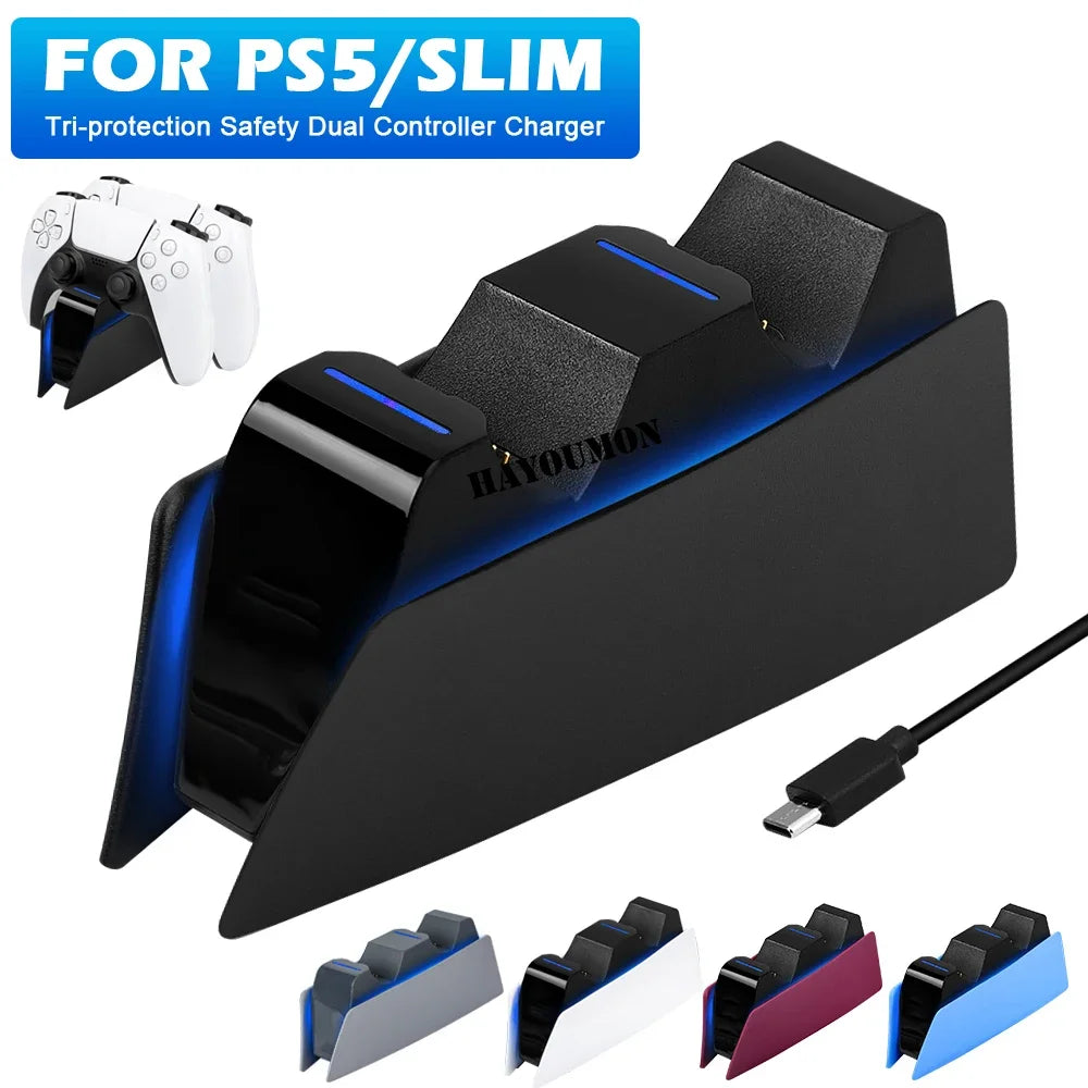5 COLORS For PS5 Controller Charging Dock Dual Fast Charger Station for PS5 Type-C & PS5 Edge Game Controller w LED Indicator