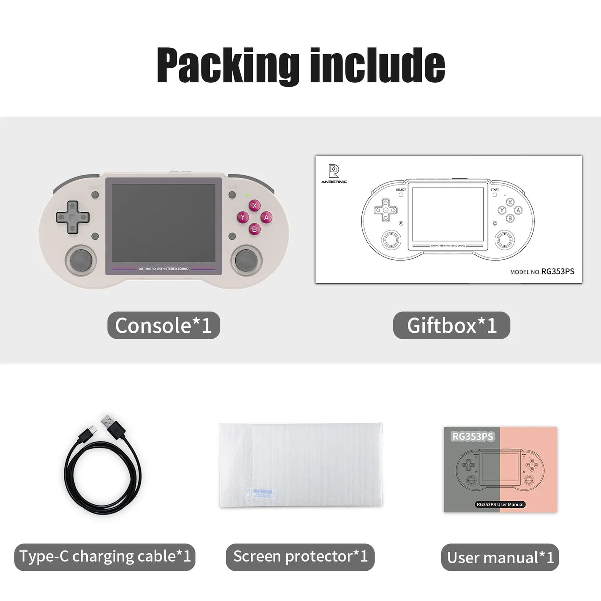 ANBERNIC RG353PS Retro Handheld Game Console 3.5'' IPS Screen Linux OS RK3566 64bit Game Player Built in 3500mAh Battery