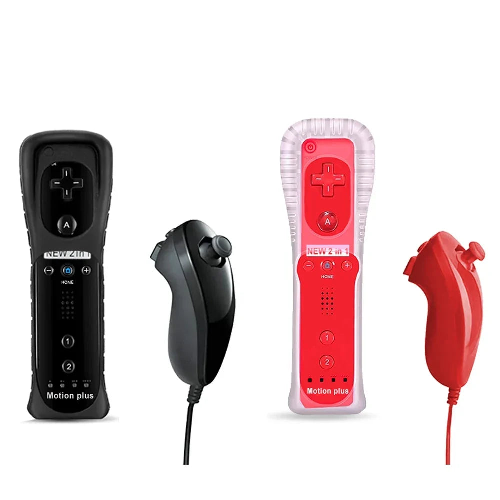 2 in 1 For Nintendo Wii Controller Set Optional Motion Plus Joystick Wireless Remote Gamepad with Silicone Case Video Game