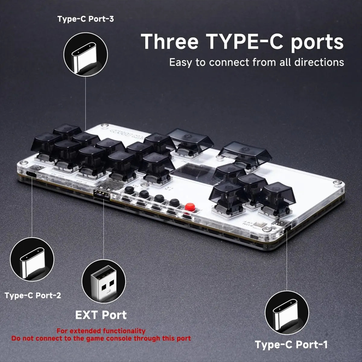 newT77 MustFun Hitbox Controller Mini Leverless Arcade Stick Controller for PC/PS3/PS4/Switch and Fightstick Arcade Games White