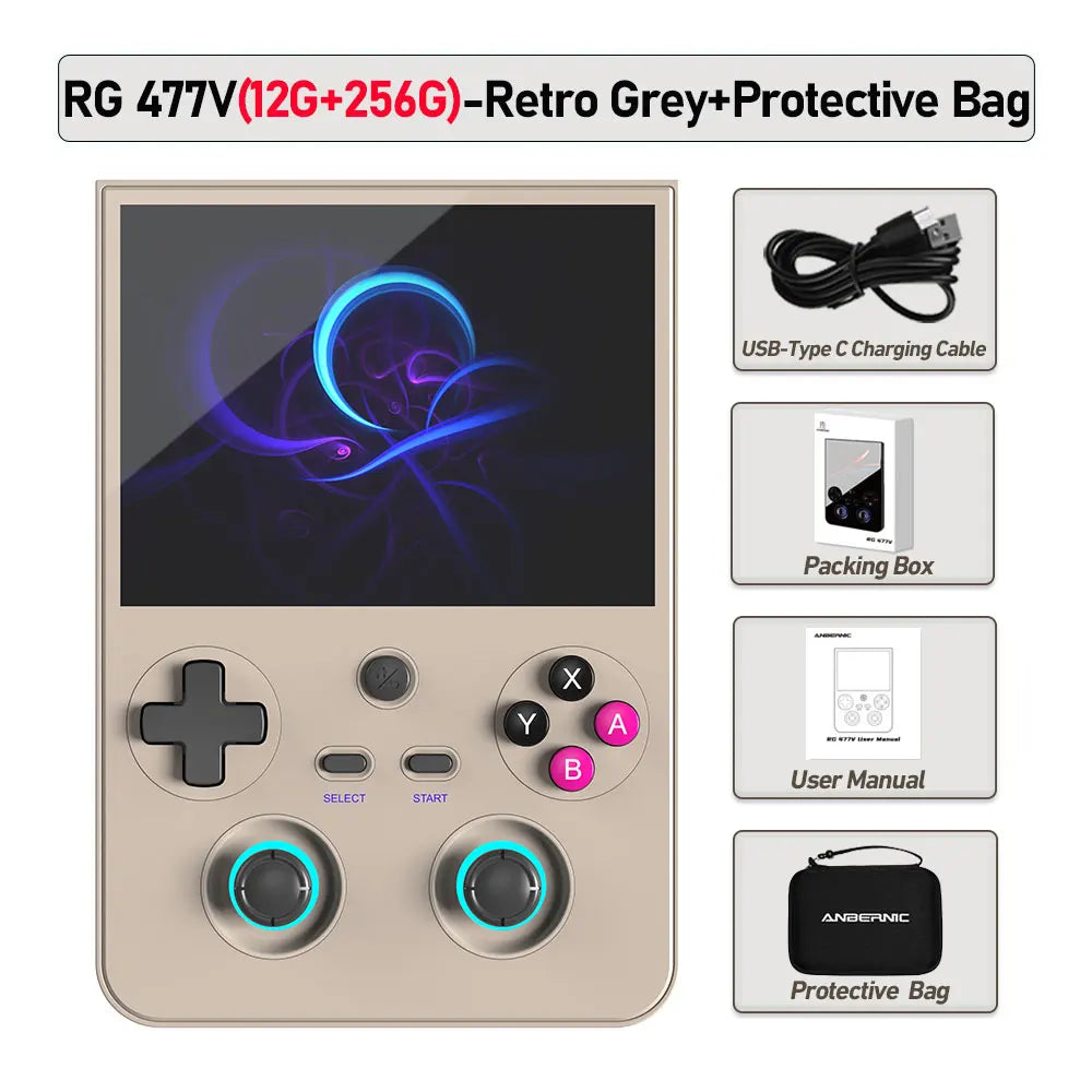 ANBERNIC RG477V Handheld Console, 4.7 Inch Android 14 120Hz