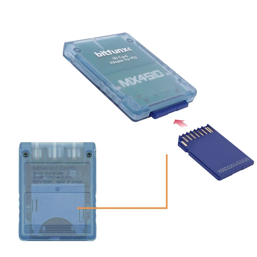 BitFunx MX4SIO Adapter for PS2, SIO2SD TF/SD Card Slot