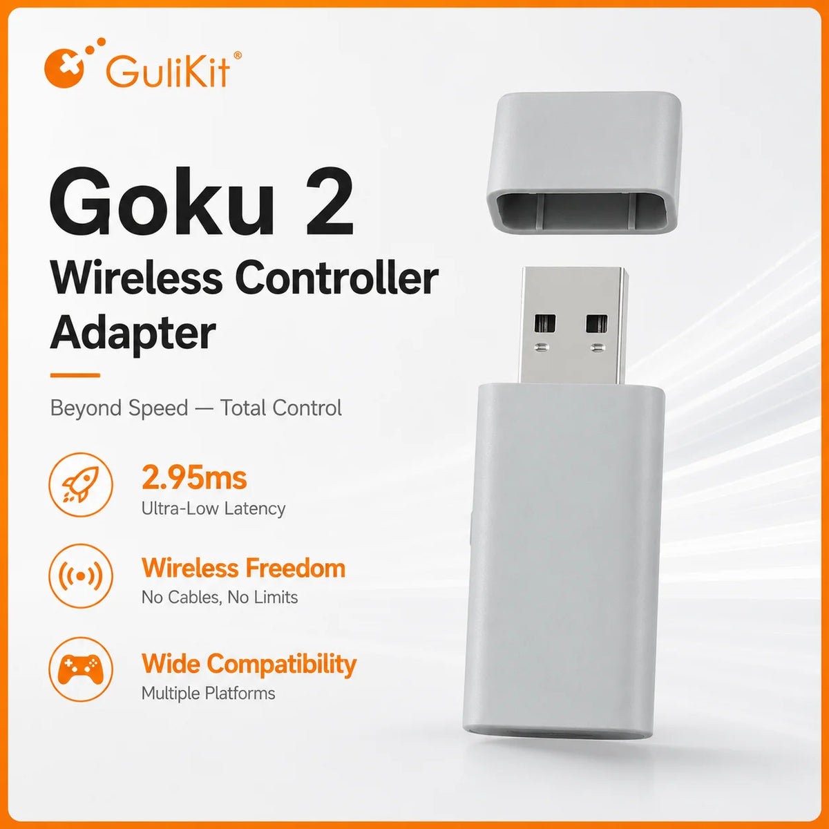 Gulikit Goku 2 Wireless Controller Adapter  Receiver Dongle for Windows Switch 1/2 PS4 Android Xbox Series S/X,Xbox One Platform