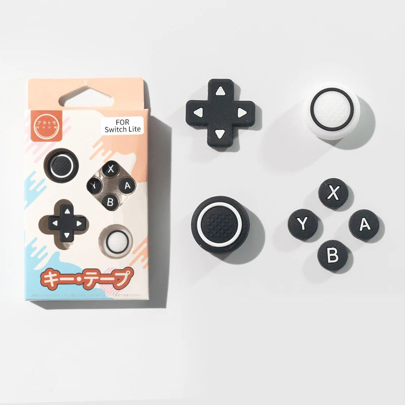 Silicone Soft D-pad Cross Direction Button ABXY Key Sticker Skin Case For Switch Lite Thumb Stick Grip Cap Cover Protector