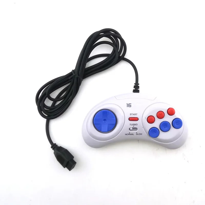 6-Button Wired Gamepad for Sega Genesis / Mega Drive, 16-Bit