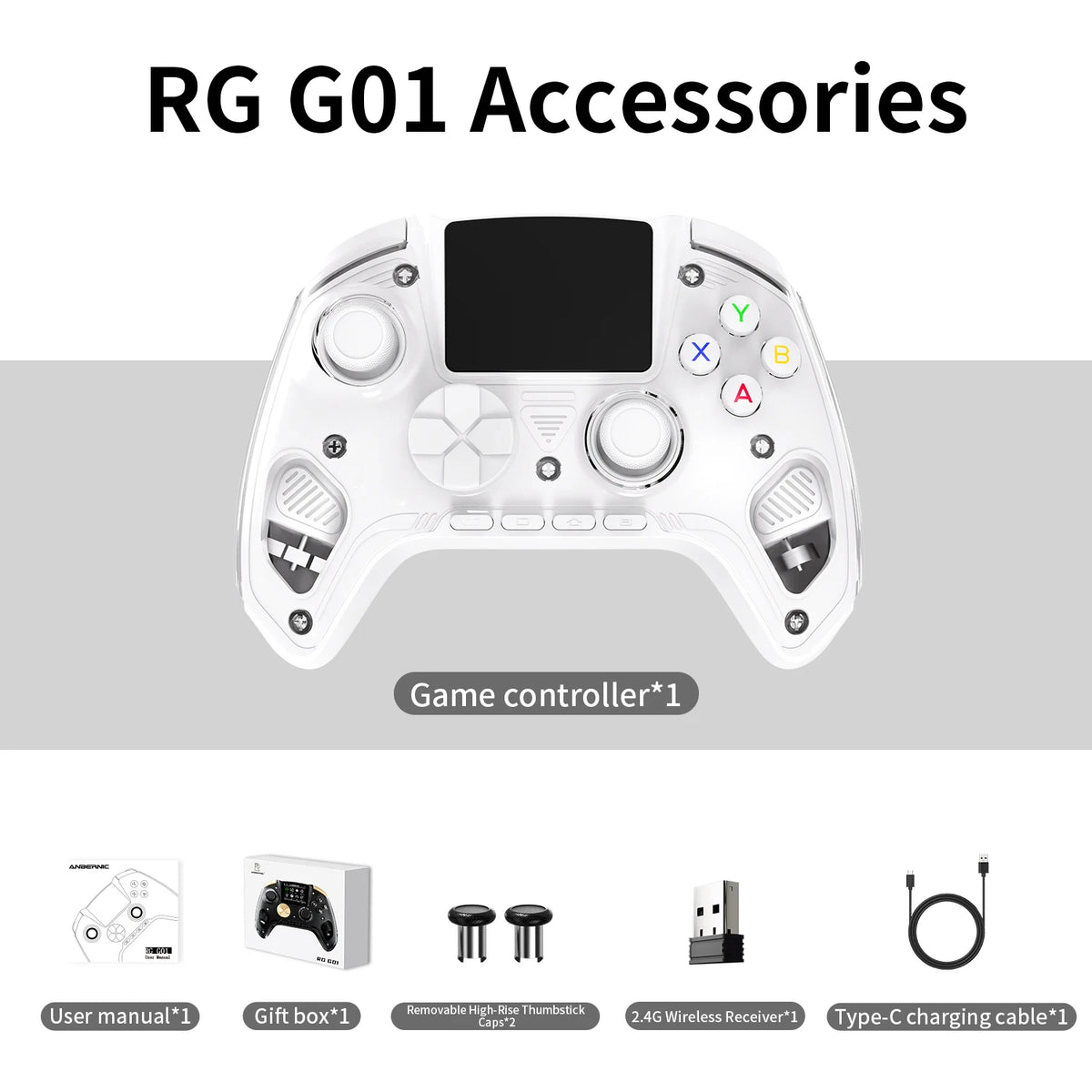 ANBERNIC RG G01 Controller, Hall Effect Gamepad with IPS Screen