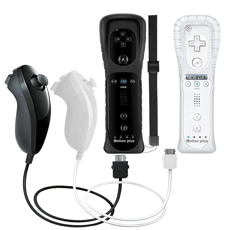 2 in 1 For Nintendo Wii Controller Set Optional Motion Plus Joystick Wireless Remote Gamepad with Silicone Case Video Game