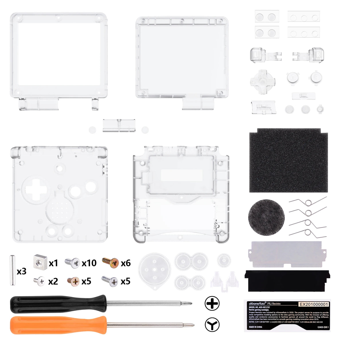 eXtremeRate IPS Ready GBA SP Clear Shell for IPS & Standard LCD