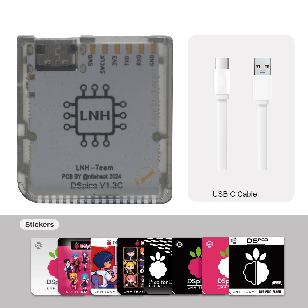 Chisfamily USB-C DSpico Game Reader Adapter 16 MBit Ultra-Low Power With LED RP2040 MCU for Nintendo DS, NDSL, DSi, 3DS Consoles