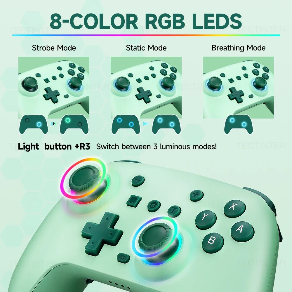 RGB Hall Effect Wireless Controller for Nintendo Switch with Turbo