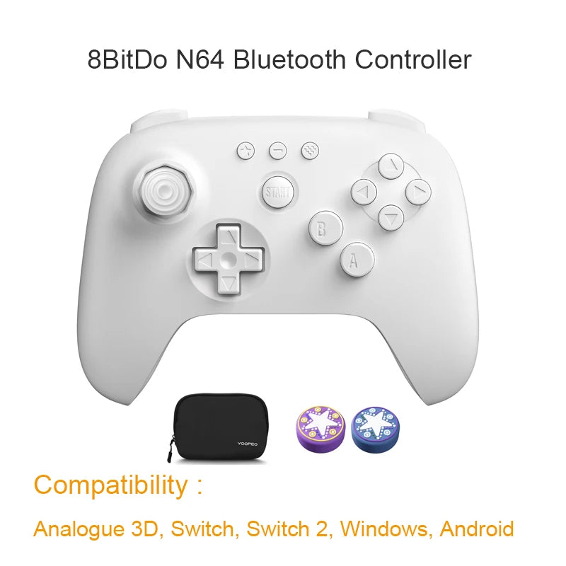 8BitDo N64 Bluetooth Controller for Analogue 3D, Nintendo Switch, Switch 2, Gaming Joystick Gamepad for Windows and Android