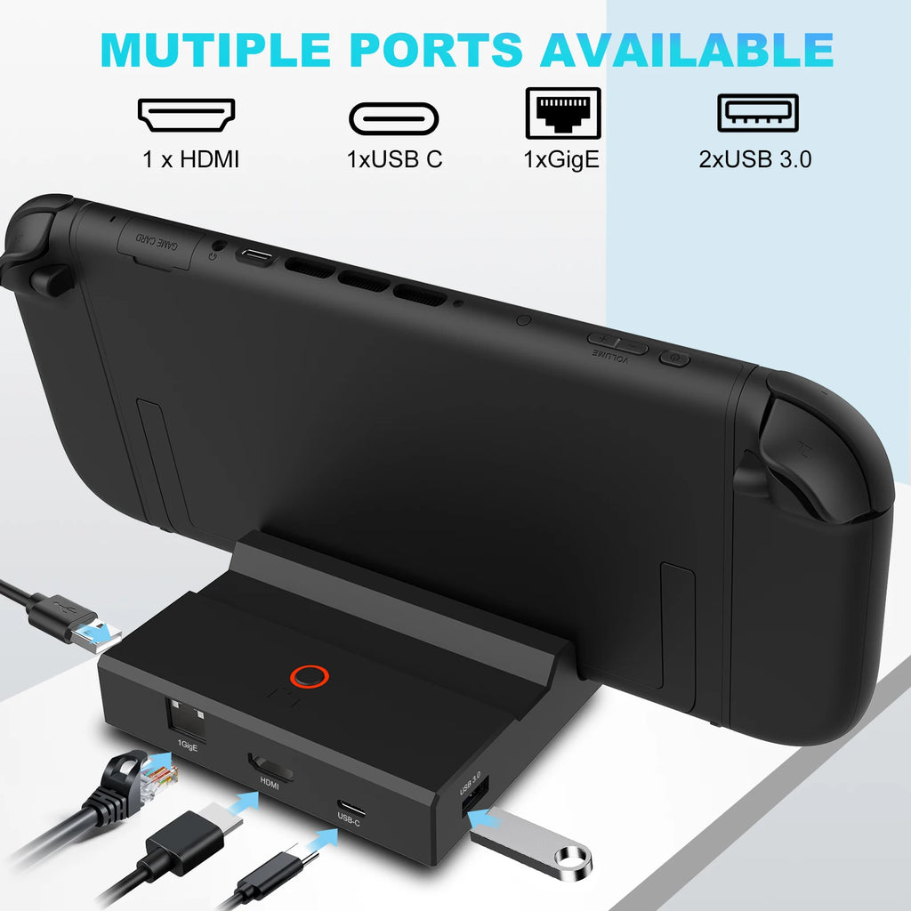RCW308 Nintendo Switch 2 TV Dock Station, 4K HD, 2 USB 3.0